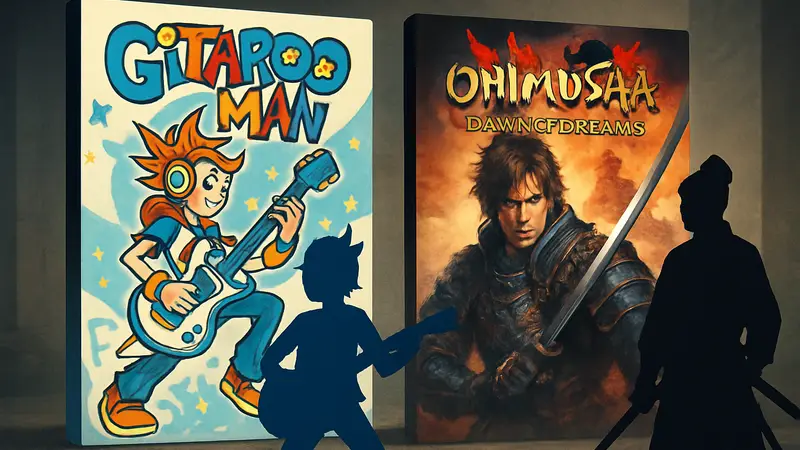 Обложки игр Gitaroo Man и Onimusha: Dawn of Dreams, символизирующие пополнение PlayStation Classics.
