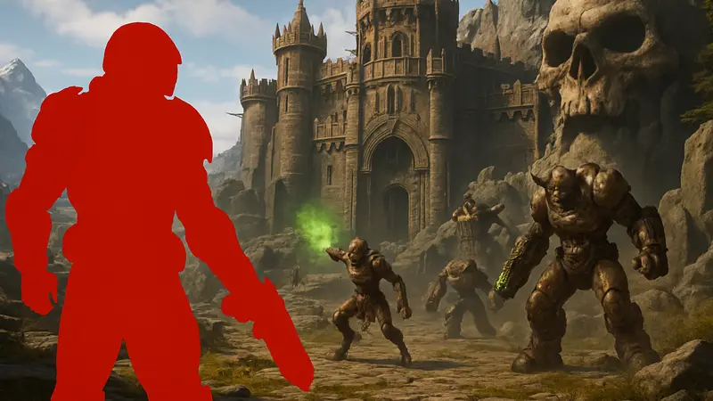 Скриншот из DOOM: The Dark Ages, демонстрирующий улучшенную графику благодаря PSSR 2 на PS5 Pro