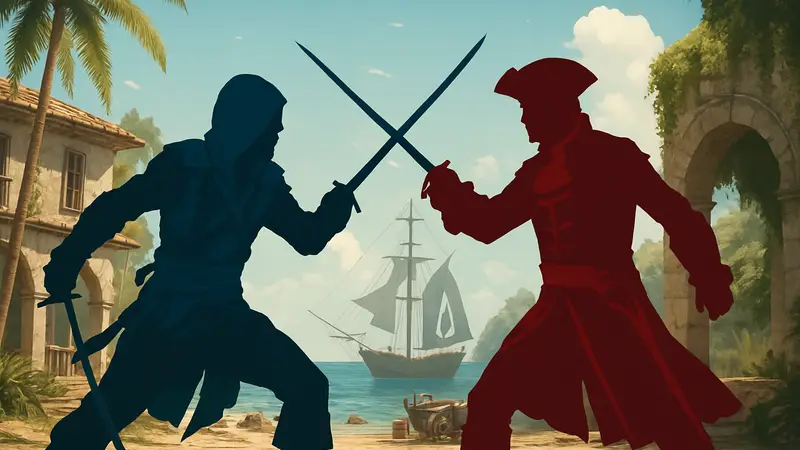Эдвард Кенуэй сражается с тамплиером Жюльеном Дю Кассом в Assassin's Creed Black Flag Resynced.