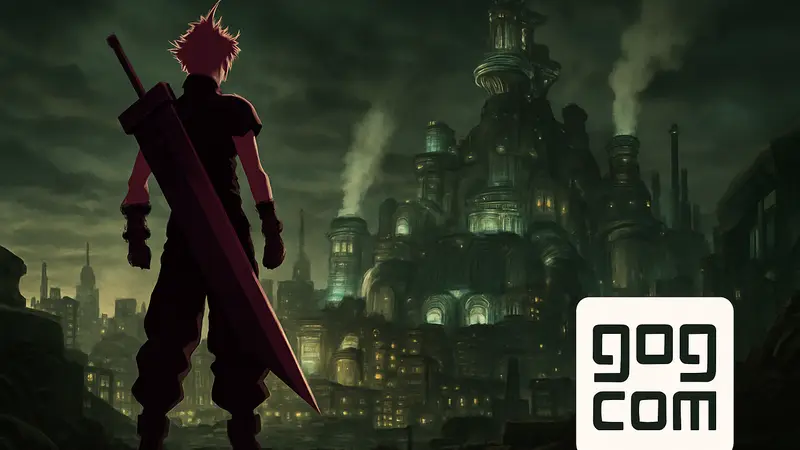 Обложка или скриншот классической Final Fantasy 7, логотип GOG, JRPG