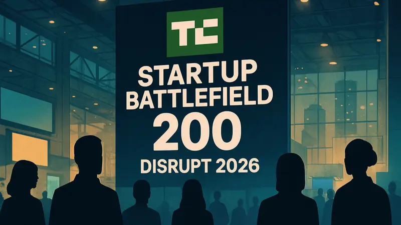 Логотип TechCrunch Startup Battlefield 200 с датами Disrupt 2026