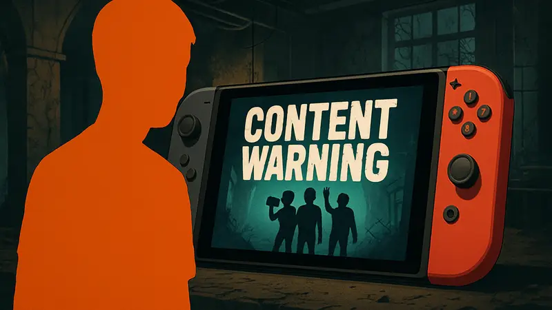 Логотип Content Warning на экране консоли Nintendo Switch