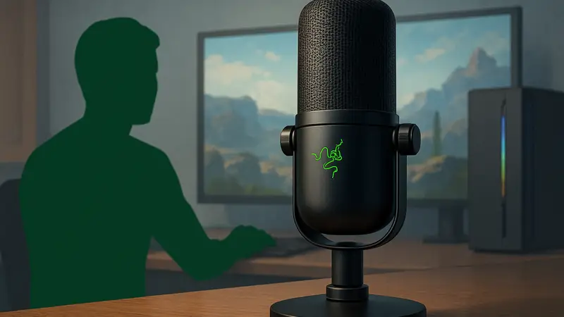 Игровой микрофон Razer Seiren V3 Pro на подставке для обзора