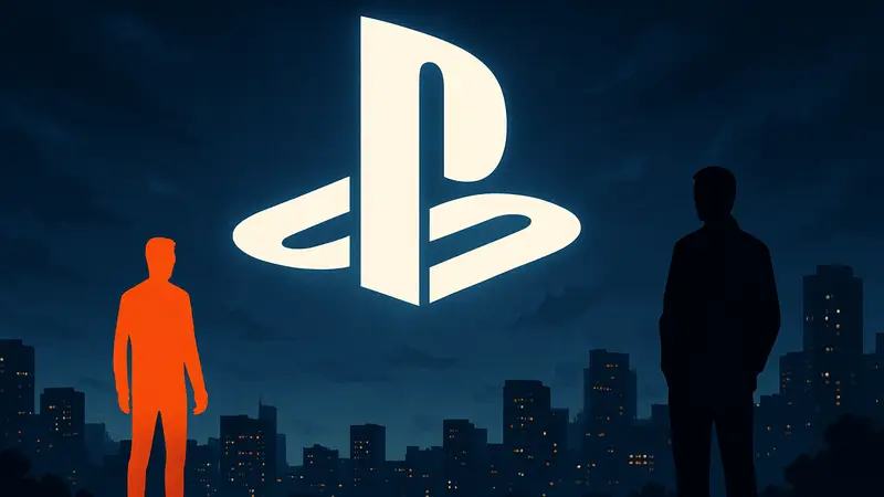 Логотип PlayStation на тёмном фоне, символизирующий будущее игровой индустрии и стратегию Sony.