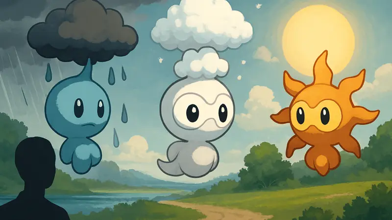 Покемон Кастформ в разных погодных формах из Pokémon Winds and Waves