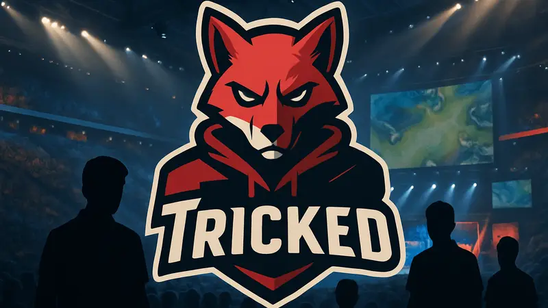 Логотип киберспортивной команды Tricked на фоне игровой арены. Новости о банкротстве и будущем состава.