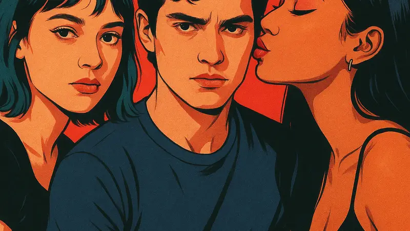 Постер фильма «I Want Your Sex» с изображением главных актёров в характерной стилистике.