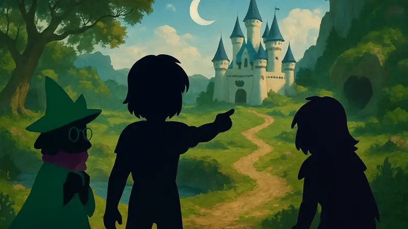 Персонажи Deltarune в фэнтезийном мире, намекающие на прохождение.