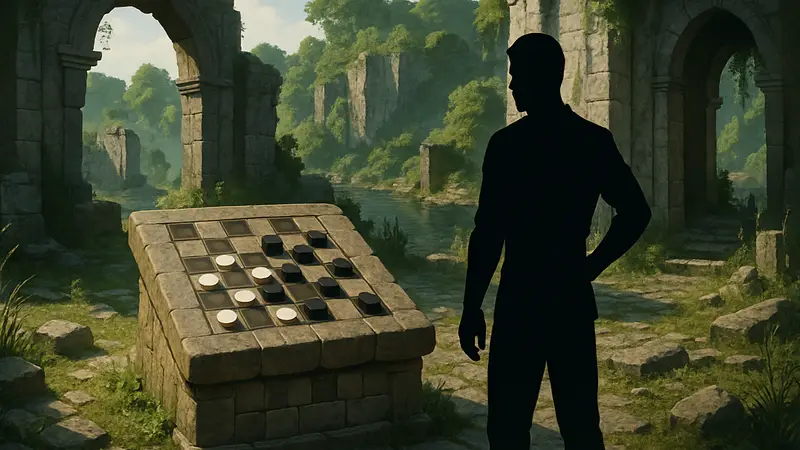 Игровая головоломка с шашками в локации Duskwood Waterside Ruins Crimson Desert