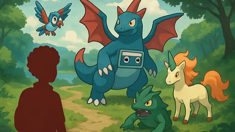 Арт к игре Cassette Beasts, монстры в стиле Pokemon