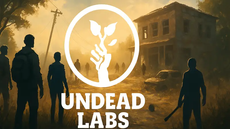 Логотип Undead Labs на фоне скриншота из игры State of Decay