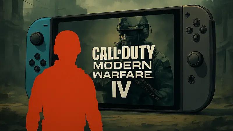 Логотип Call of Duty: Modern Warfare 4 на фоне Nintendo Switch 2.