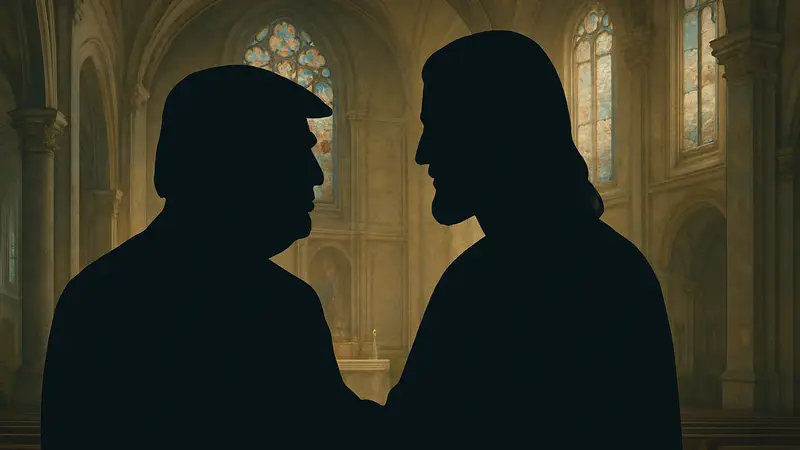Изображение, сгенерированное искусственным интеллектом, предположительно Дональда Трампа с Иисусом, опубликованное в социальных сетях