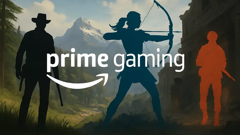 Логотип Amazon Prime Gaming с изображением бесплатных игр.