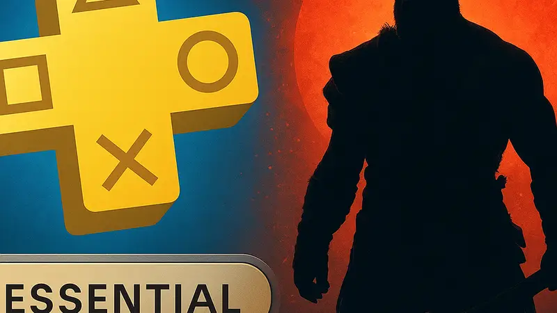 Логотип PlayStation Plus Essential, на фоне которого изображен силуэт игры, слитой до анонса.