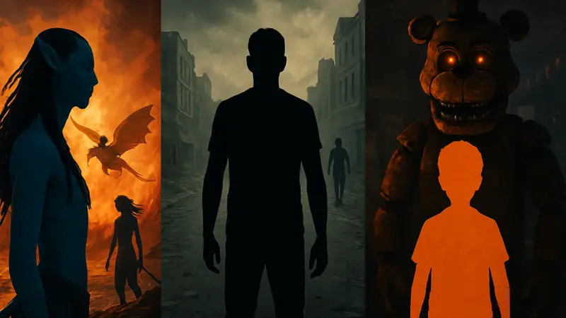 Кадры из фильмов «Аватар: Огонь и Пепел», «28 лет спустя» и «Пять ночей с Фредди 2».