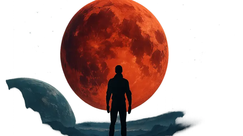 Логотип игры Crimson Moon на фоне космического пейзажа