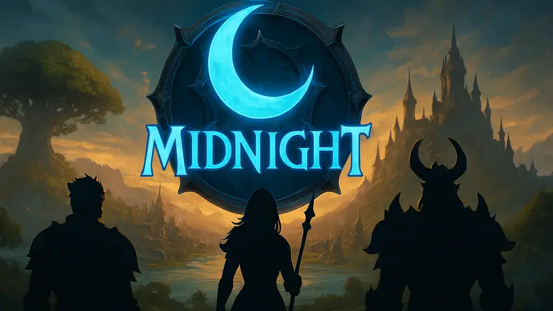 Логотип World of Warcraft Midnight на фоне Азерота, символизирующий грядущее обновление