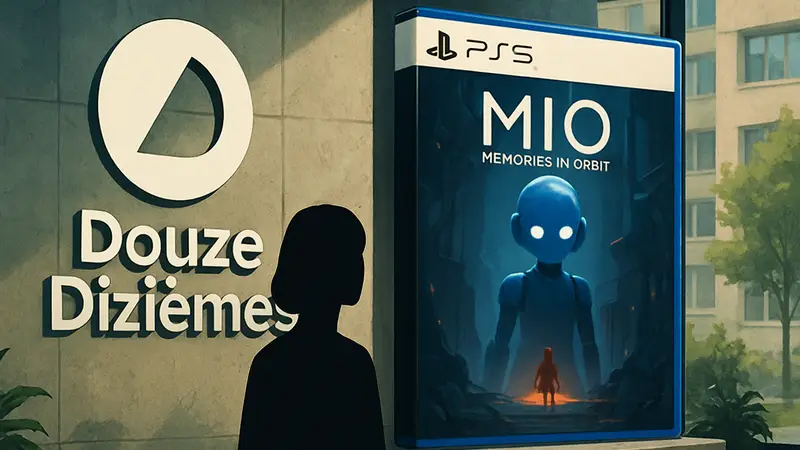 Логотип студии Douze Dizièmes и обложка игры MIO: Memories in Orbit на PS5.