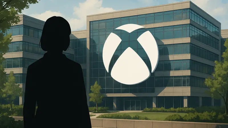Логотип Xbox на фоне штаб-квартиры Microsoft, символизирующий изменения в стратегии