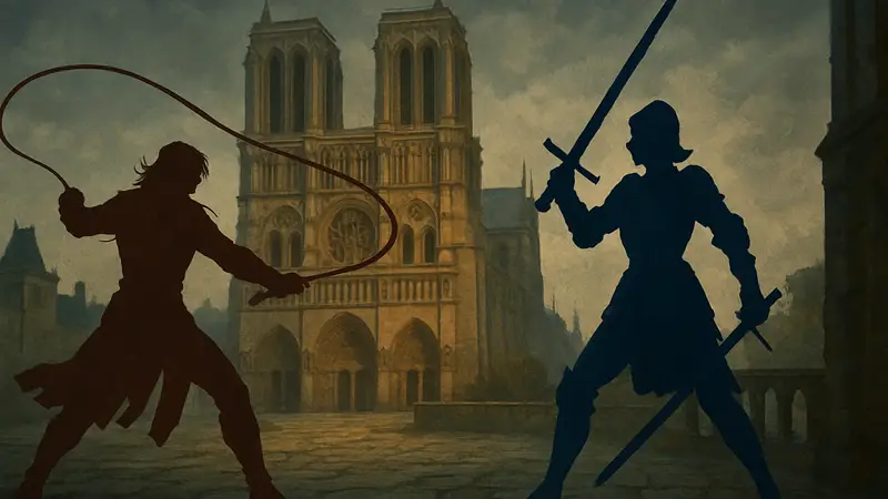 Кадр из трейлера Castlevania Belmont's Curse с Жанной д'Арк и Нотр-Дамом