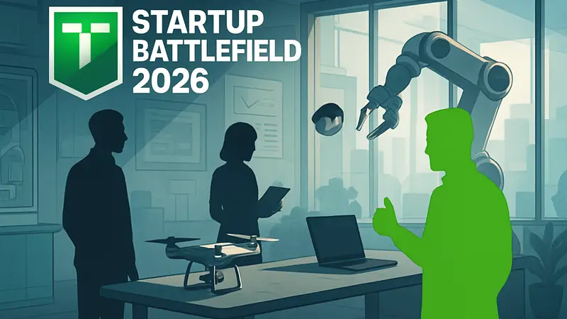 Логотип Startup Battlefield 2026 на фоне инновационного стартапа