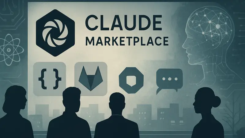 Логотип Anthropic Claude Marketplace с элементами искусственного интеллекта