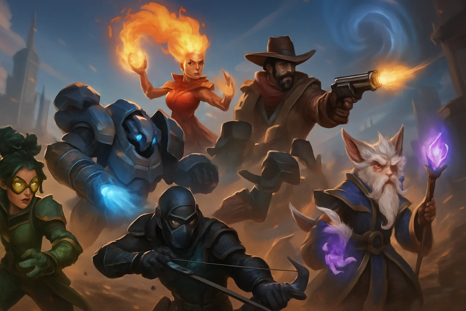 Скриншот или арт с новыми персонажами из MOBA Deadlock от Valve, показывающий их дизайн и способности.