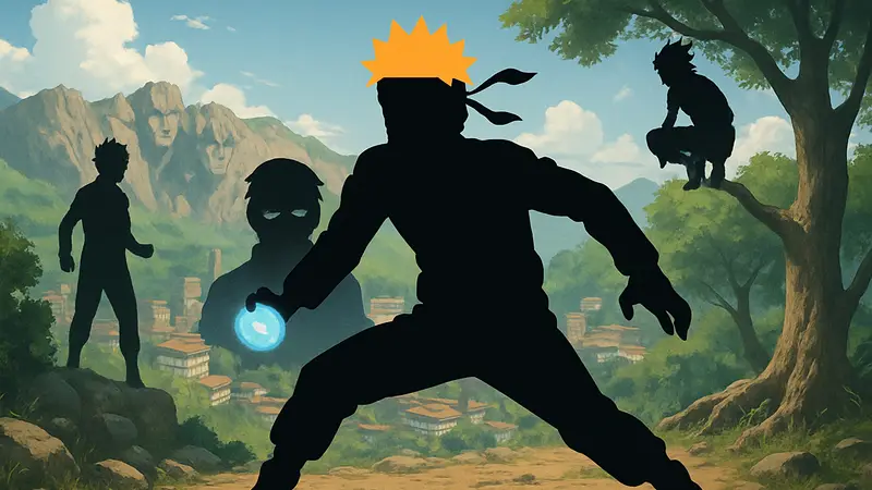 Наруто Узумаки из аниме Наруто, демонстрирующий популярные шонен-тропы, в боевой позе