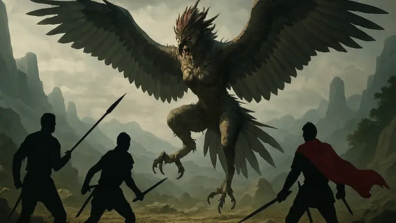 Босс Каранда из Crimson Desert, легендарная гарпия, скриншот битвы