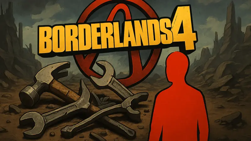 Логотип Borderlands 4 на фоне сломанных инструментов, символизирующих остановку разработки Redux-мода.