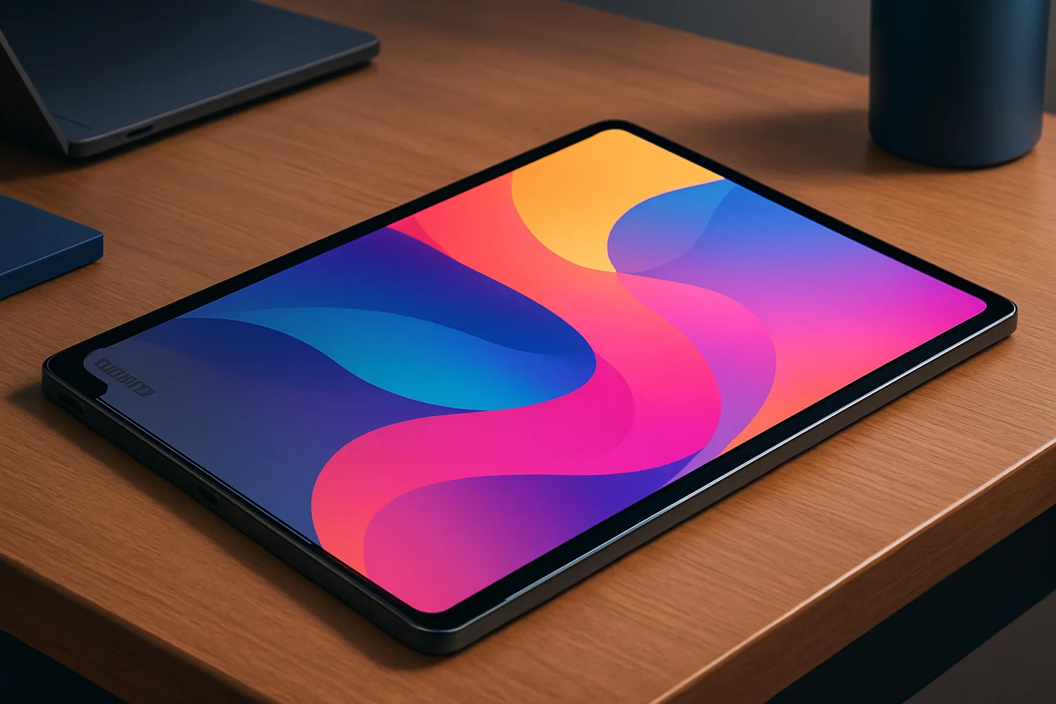 Планшет Samsung Galaxy Tab S10 Lite, лежащий на столе, демонстрирующий свой тонкий дизайн и яркий экран
