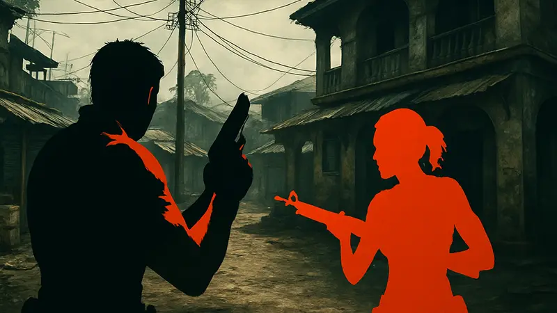 Resident Evil 5: концепт арт или скриншот из игры, демонстрирующий кооперативный режим