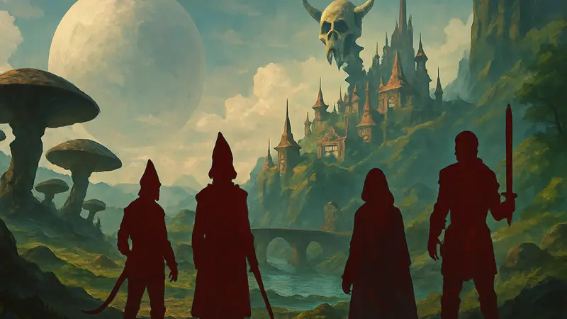 Игровой скриншот Dread Delusion, демонстрирующий открытый мир и персонажей в стиле Morrowind RPG.