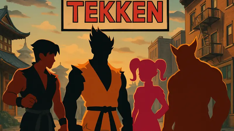 Кадр из мультсериала Tekken! Cartoon с узнаваемыми персонажами Tekken