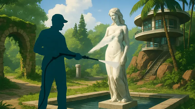 Изображение первого DLC для PowerWash Simulator 2, демонстрирующее новые локации, отложенные для Nintendo Switch 2