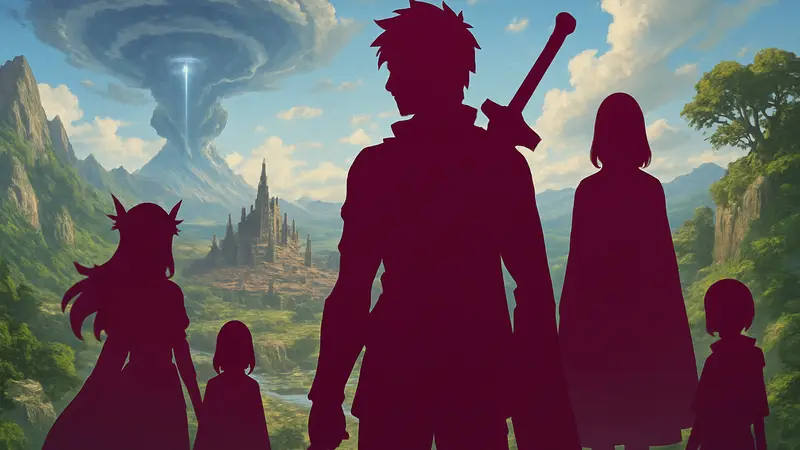 Анонсирующий постер второго сезона аниме Boushoku no Berserk с главными персонажами на фэнтезийном фоне.