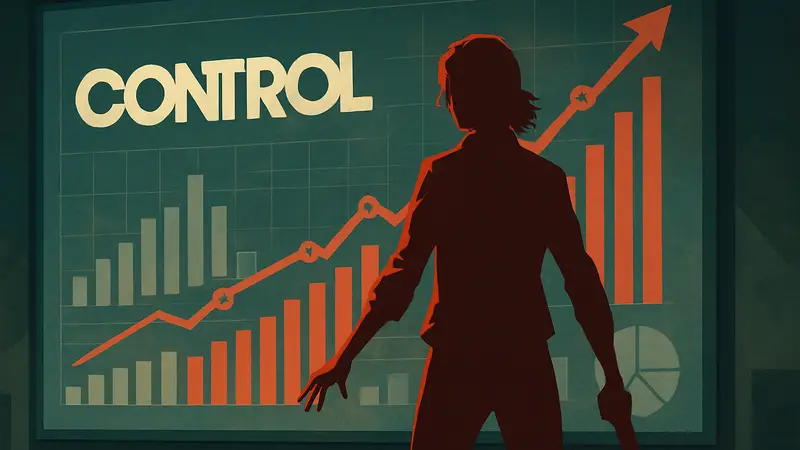 Логотип игры Control или персонаж Джесси Фейден, на фоне финансового отчета Remedy Entertainment