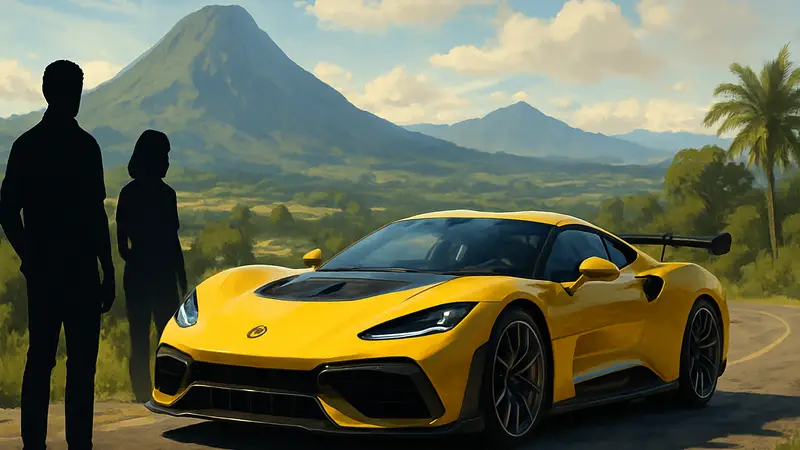 Forza Horizon 6: гоночный автомобиль на фоне пейзажа, лучший релиз Steam 2026 по доходам.