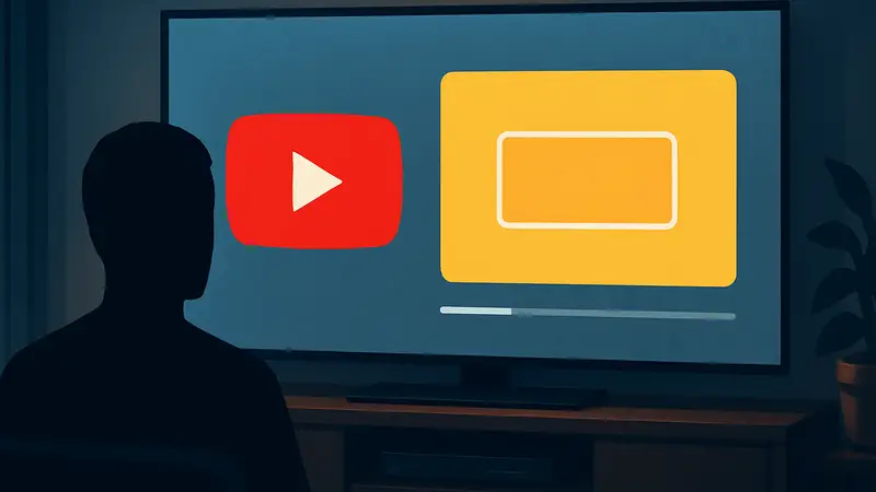 Логотип YouTube на фоне экрана с рекламным объявлением