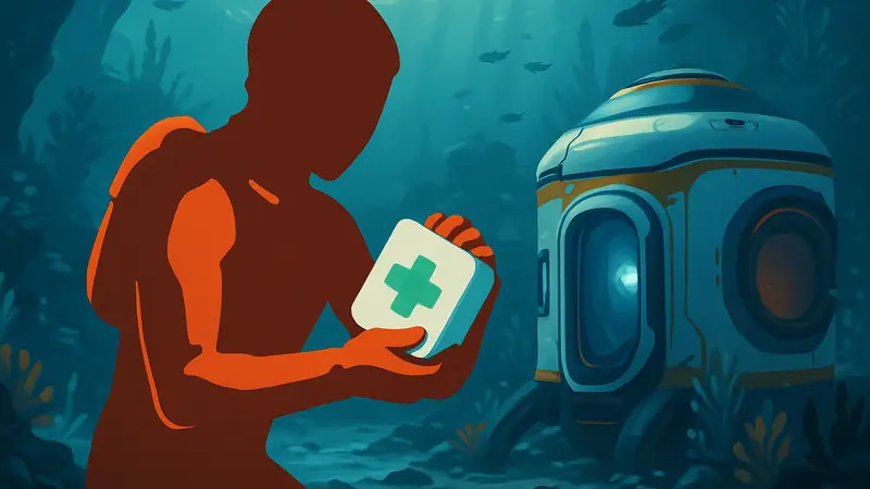 Персонаж Subnautica 2 использует аптечку или медицинский гель для лечения.