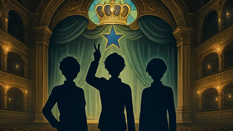 Тизер-постер аниме-фильма King of Prism: Tri-Star Act с персонажами франшизы