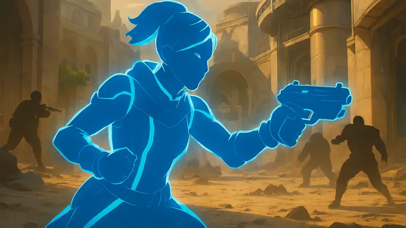 Героиня Overwatch Шион с активированной способностью Nano Boost на поле боя