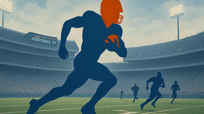 Быстрый ресивер в College Football 27 на поле, бегущий с мячом. Топ-10 игроков.