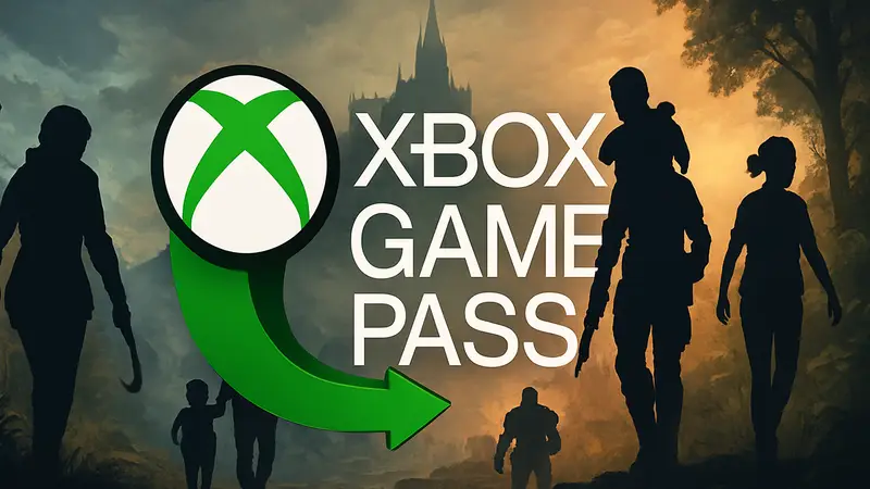 Логотип Xbox Game Pass на фоне уходящих из подписки игр.