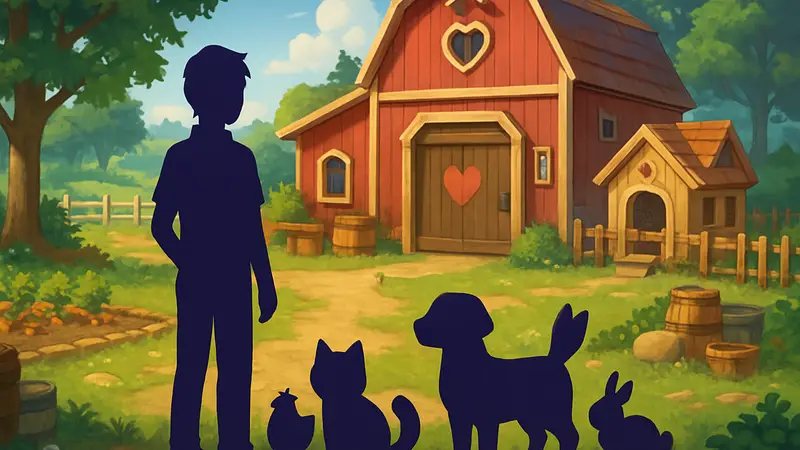 Игровой процесс Heartopia, игрок и его питомцы на ферме или в приюте