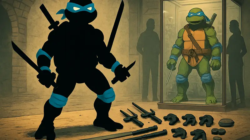 Коллекционная фигурка Леонардо из «Черепашек-ниндзя» от Mondo с оружием и сменными деталями