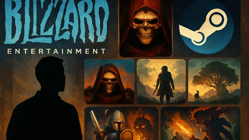 Коллаж из логотипов Blizzard и Steam, или обложки дешевых игр в Steam, дайджест.