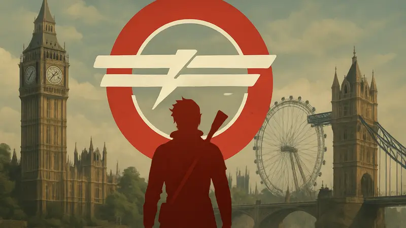 Логотип Fallout: London на фоне лондонских достопримечательностей, символизирующий новую игру от Team FOLON.