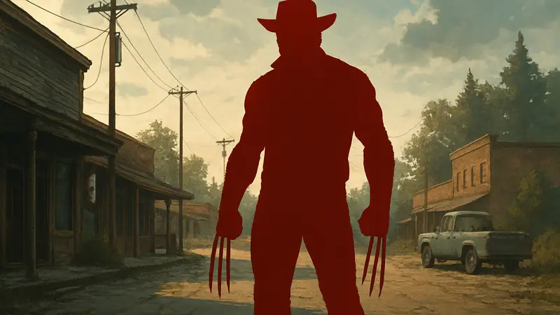 Логан, Росомаха из Marvel, в фирменном образе, ожидающий новых приключений.